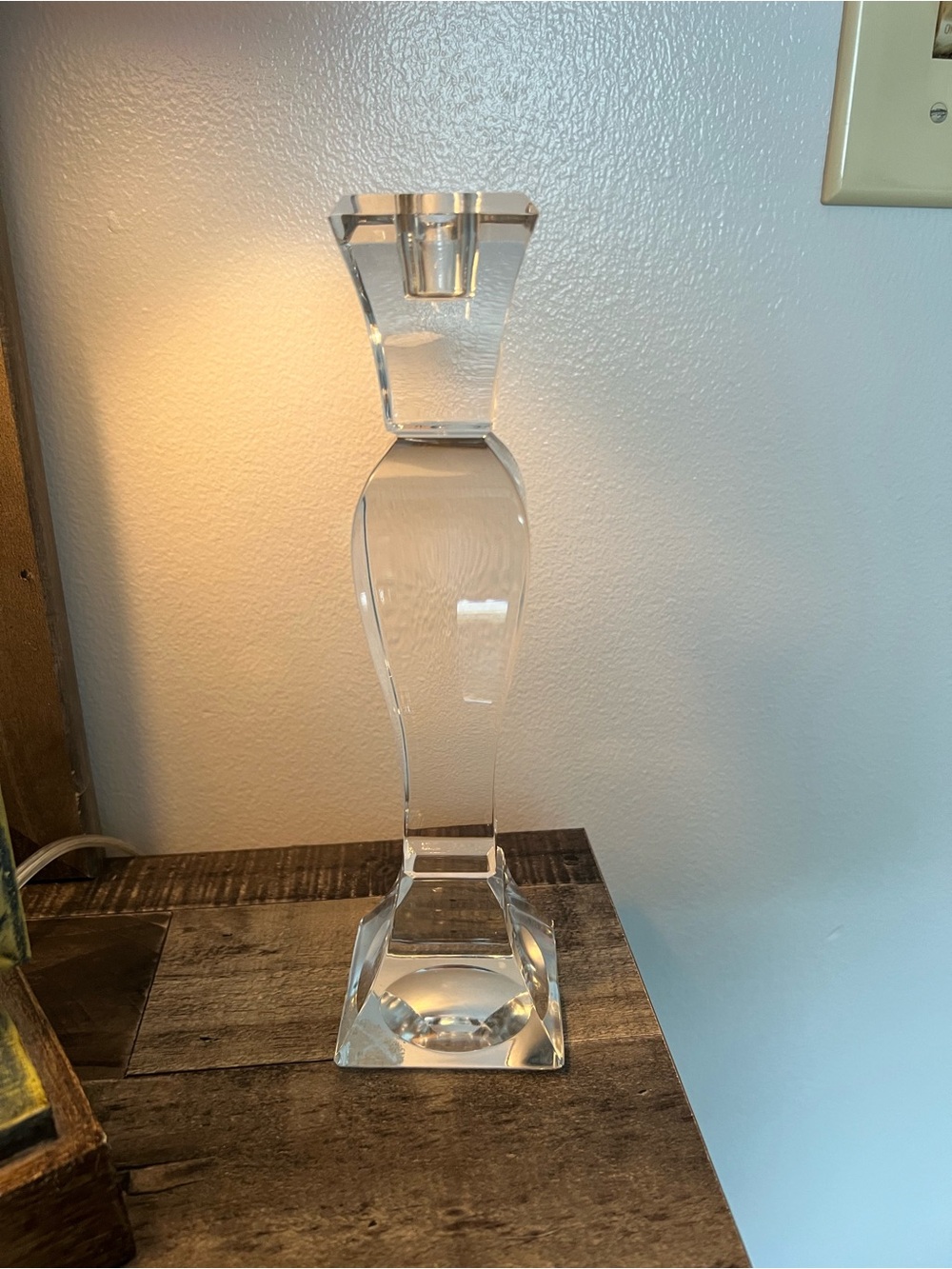 Clear Glass Crystal Pillar Candle Holder